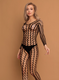 ki04514S/L Боди-комбинезон черный в крупную сетку (Impulse) S/L