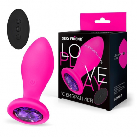 SF-70490-04 ВТУЛКА С ВИБРАЦИЕЙ фуксия, цвет кристалла фиолетовый, 10 режимов вибрации, L 90 мм D 35