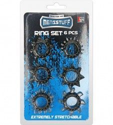 21177 Набор эрекционных колец из 6 штук, черный