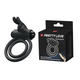 BI-210169 Двойное Эрекционное виброкольцо с клиторальным отростком кролик PrettyLove Osmond