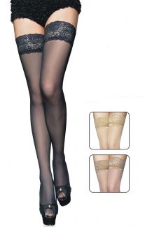 2132 Чулки с широкой ажурной резинкой на силиконе