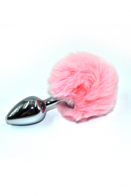 AP-AL001S-R8P Серебряная анальная пробка с розовым заячьим хвостиком (Small) AP-AL001S-R8P Серебряная анальная пробка с розовым заячьим хвостиком (Small)